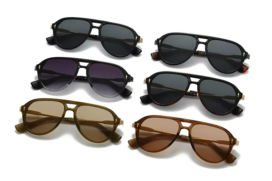 Fashionable Sunglasses with Double Bar Design